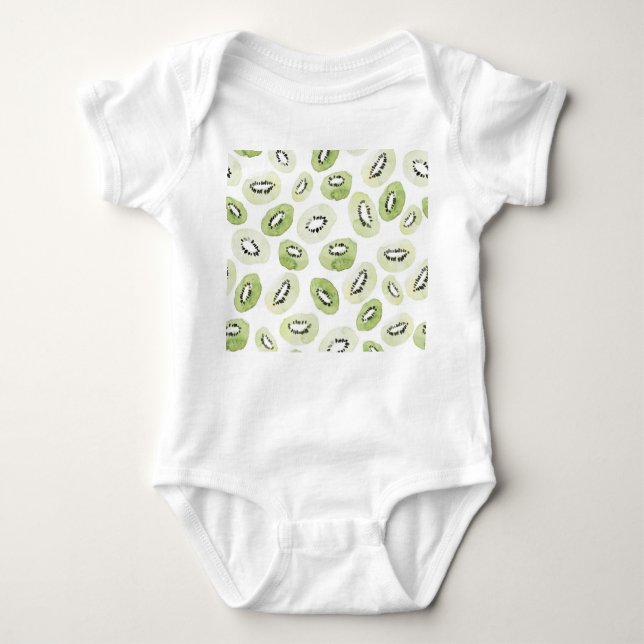 Artistic Watercolor: Hand-Drawn Seamless Design Baby Bodysuit (Front)