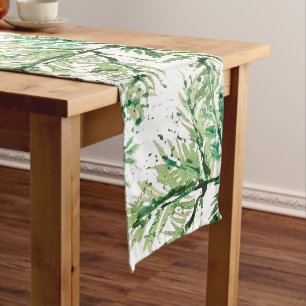 Artistic Watercolor Hand-painted Tree Pattern Short Table Runner