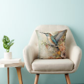 Artistic Watercolor Hummingbird Throw Pillow (Chair)