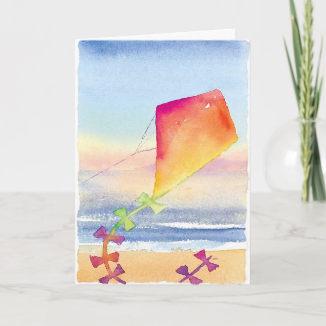 Artistic watercolor kite customizable card (Front)