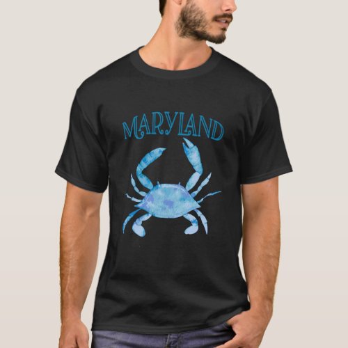 Artistic Watercolor Maryland Blue Crab T_Shirt