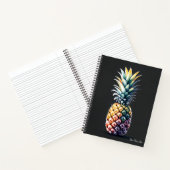 Artistic Watercolor Pineapple - Black Background Notebook (Inside)