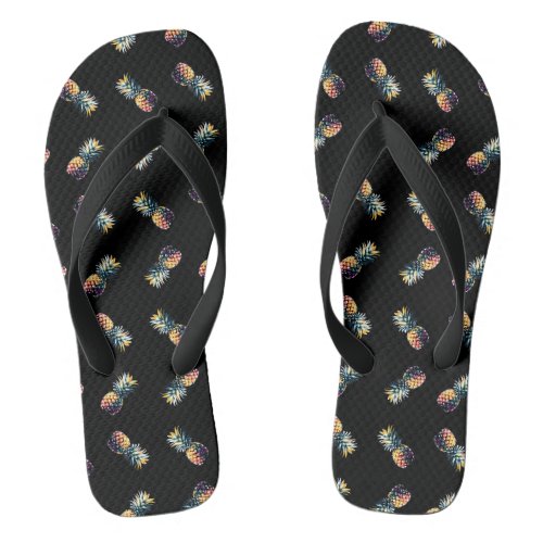 Artistic Watercolor Pineapple Design Flip Flops