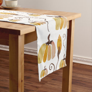Artistic Watercolor Pumpkins Long Table Runner