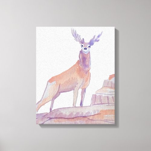 Artistic Watercolor Red Deer Canvas Print