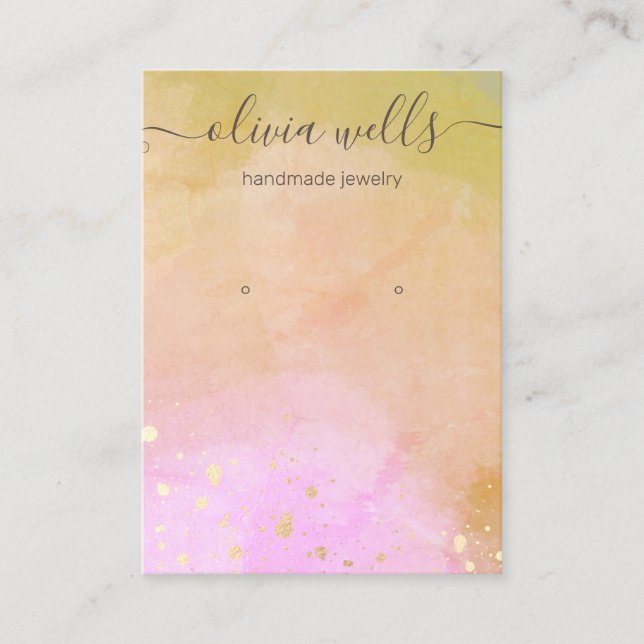 Artistic Watercolor Script Earring Display  Business Card (Front)