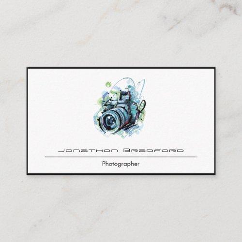 Artistic Watercolor SLR Camera Photography Business Card