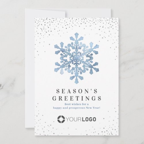Artistic Watercolor Snowflake Blue Christmas cards