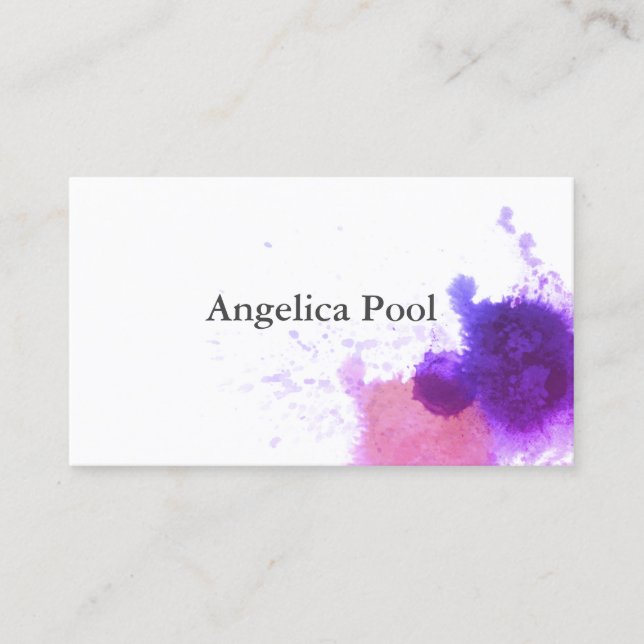  artistic watercolor splash purple design  business card (Front)