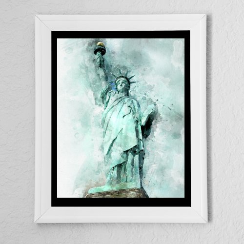 Artistic Watercolor Statue of Liberty   Poster