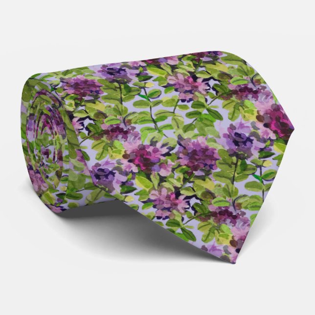 Artistic Watercolor Thyme Tie (Rolled)