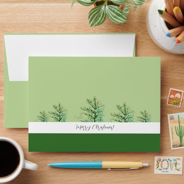 Artistic Watercolor Tree Personalized Envelope (Desk)
