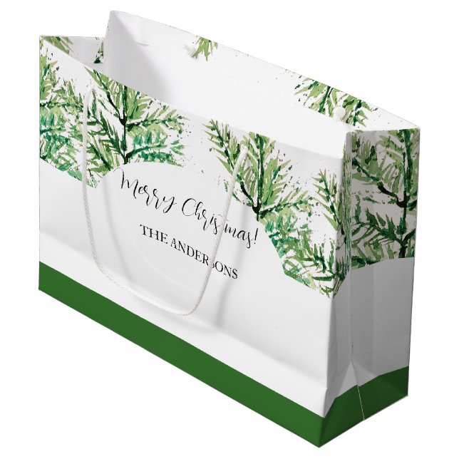 Artistic Watercolor Tree Personalized Large Gift Bag (Front Angled)