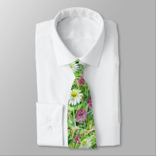Artistic Watercolor wild flowers Tie