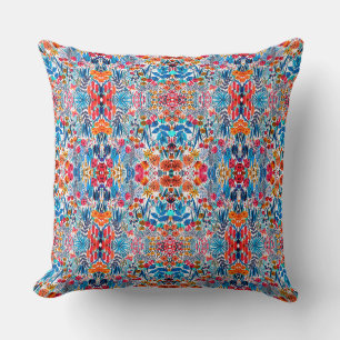 Artistic watercolor wildflower throw pillow