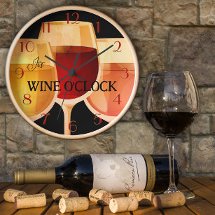 Artistic Watercolor Wine O Clock Wall Clock