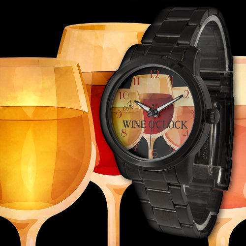 Artistic Watercolor Wine O Clock  Watch