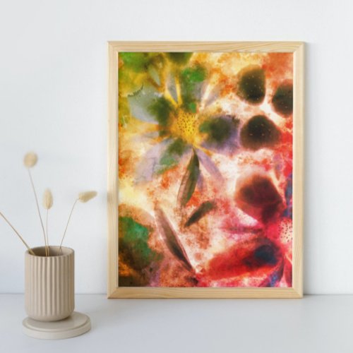 Artistic Watercolour and Sparkling Floral Painting Canvas Print