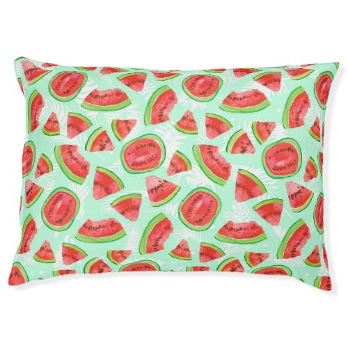 Artistic Watermelon Watercolor Fruit Pattern Pet Bed