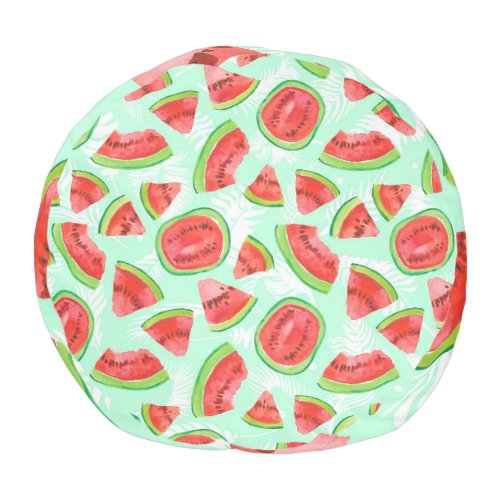 Artistic Watermelon Watercolor Fruit Pattern Pouf