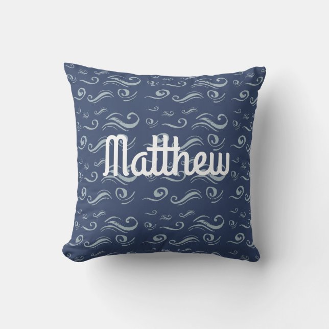 Artistic Waves ⎢Monogram Throw Pillow (Front)