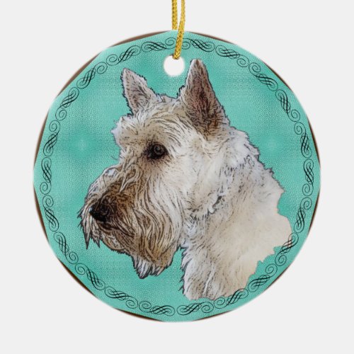 Artistic Wheaten Scottish Terrier  Ceramic Ornament