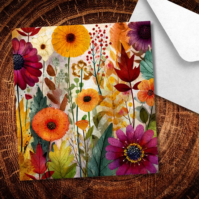 Artistic Whimsical Fall Floral Wedding Envelope Liner (Creator Uploaded)