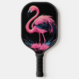 Artistic Whimsical Pink Flamingo Color Splash Pickleball Paddle