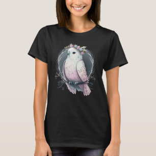 Artistic White Parakeet Budgie Bird Flower Crown P T-Shirt