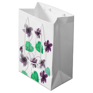 Artistic Wild Violets Flowers Watercolor Medium Gift Bag