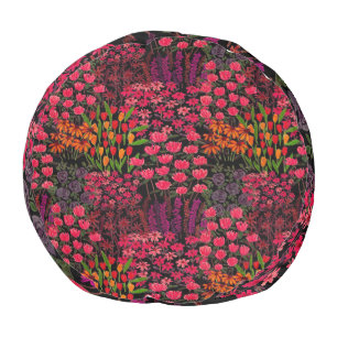 Artistic Wildflowers: Hand-Drawn Floral Pattern Pouf