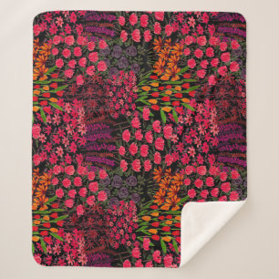 Artistic Wildflowers: Hand-Drawn Floral Pattern Sherpa Blanket