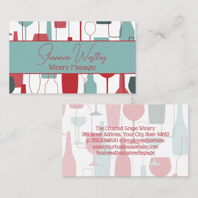 Artistic Wine Bottles and Glass Business Card (Front/Back)