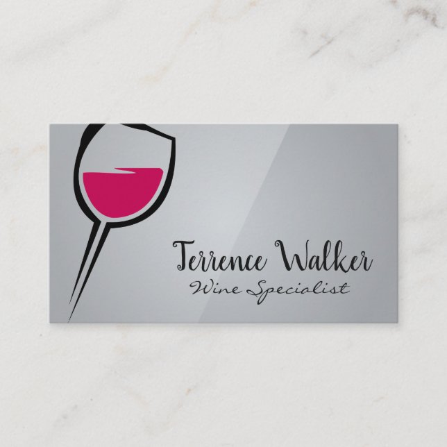 Artistic Wine Glass | Sleek Gray Business Card (Front)