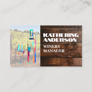 Artistic Wine Logo Wood Business Card