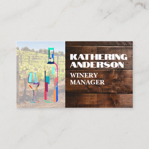 Artistic Wine Logo  Wood Business Card