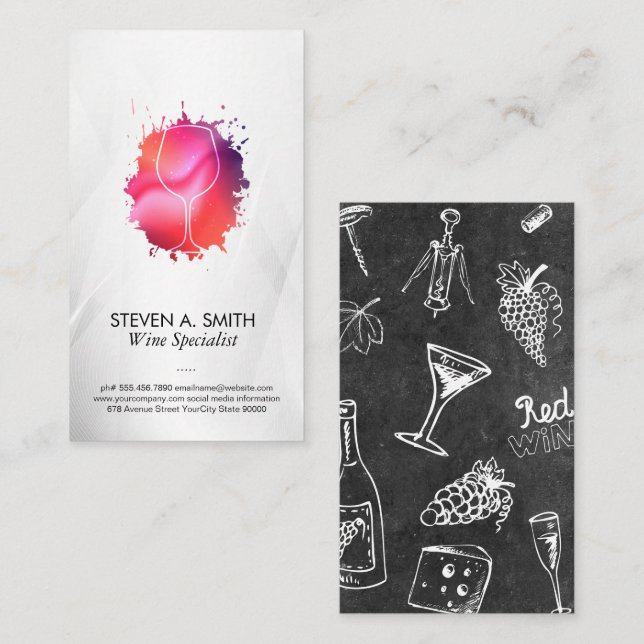 Artistic Wine Splatter | Modern  Business Card (Front/Back)