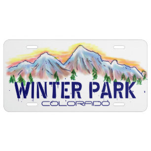 Artistic Winter Park Colorado license plate cover