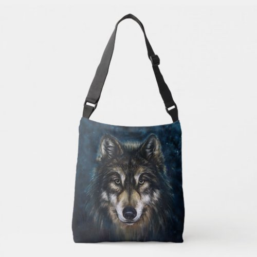 Artistic Wolf Face Cross Body Bag