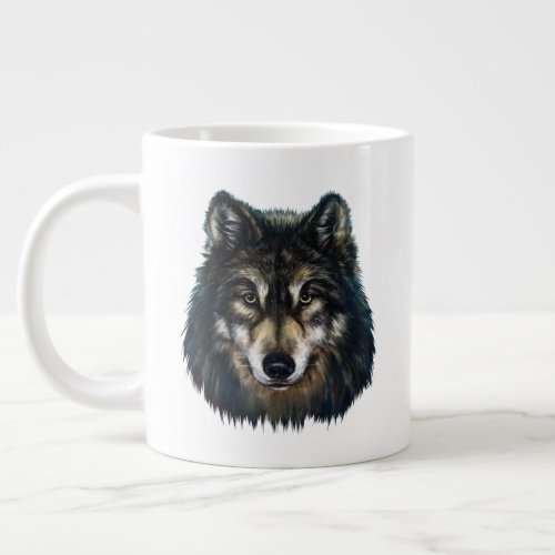 Artistic Wolf Face Jumbo Mug