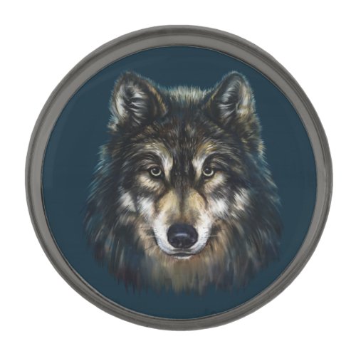 Artistic Wolf Face Lapel Pin
