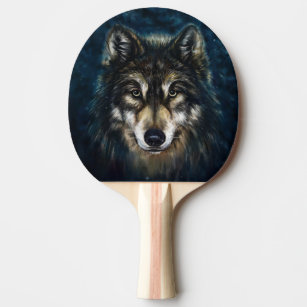 Artistic Wolf Face Ping Pong Paddle