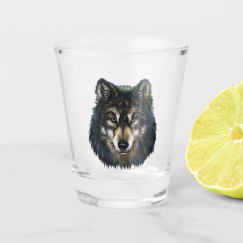 Artistic Wolf Face Shot Glass