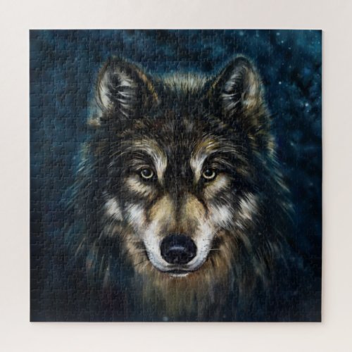 Artistic Wolf Face Square Puzzle