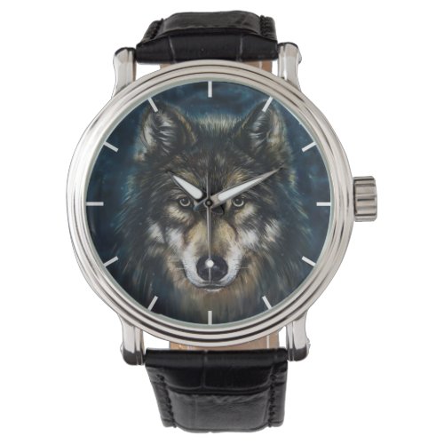 Artistic Wolf Face Vintage Watch