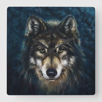 Artistic Wolf Face Wall Clock by FantasyCandy at Zazzle