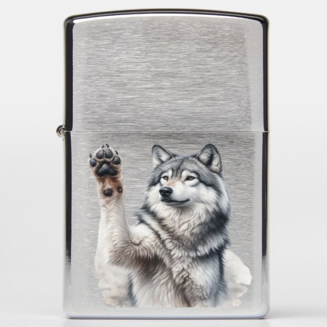 Artistic Wolf in watercolor Zippo Lighter (Front)