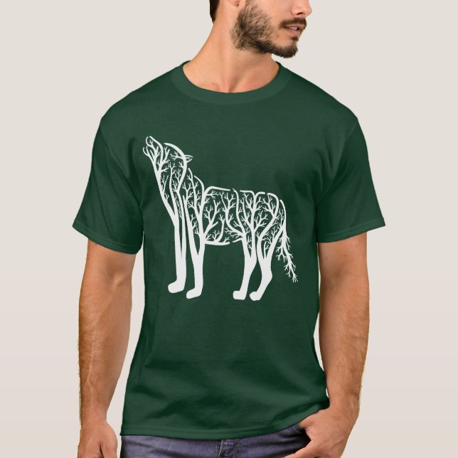 Artistic Wolf Tree Animal Nature Men's  T-Shirt (Front)