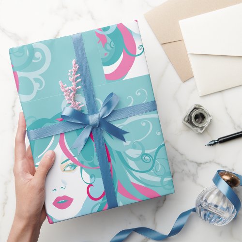 Artistic Woman Illustration Wrapping Paper