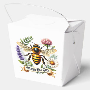 Artistic World Bee Day Illustration with Honeybee Favor Boxes